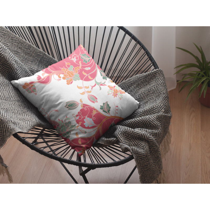 Derlyum Nature Broadcloth Reversible Throw Pillow, 16" x 16", Red/White