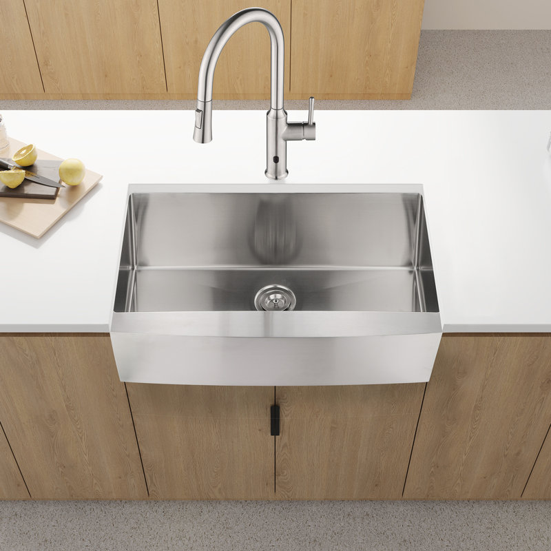 33"X21"X10" Style Kitchen Sink - Stainless Steel, Single Bowl, Dent-, Rust & Stain- Surface Treatment, Easy To Clean, 16 Gauge, Brushed And Stain-, Simple Clear, , Nickel