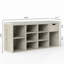 Banc de rangement multifonctionnel pour hall d'entrée avec coussin rembourré, tiroir et compartiments ouverts pour chaussures et accessoires