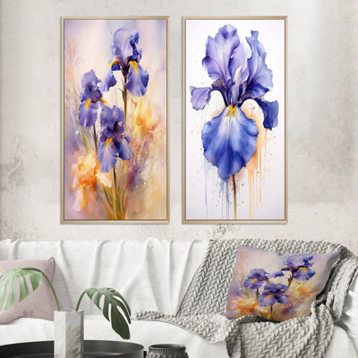 «Purple Yellow Iris Impressions», 2 pièces sur toile