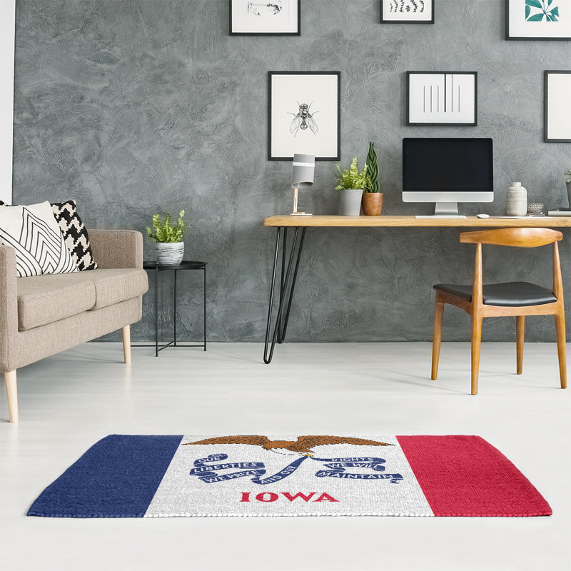 Tapis bleu/rouge/jaune iowa flag, Rectangle 3 pi x 5 pi