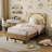 Twin Kids Bed Frame with Adjustable Headboard & LED Lights, Wooden Slats Support, No Box Spring Needed-598586349-598586346