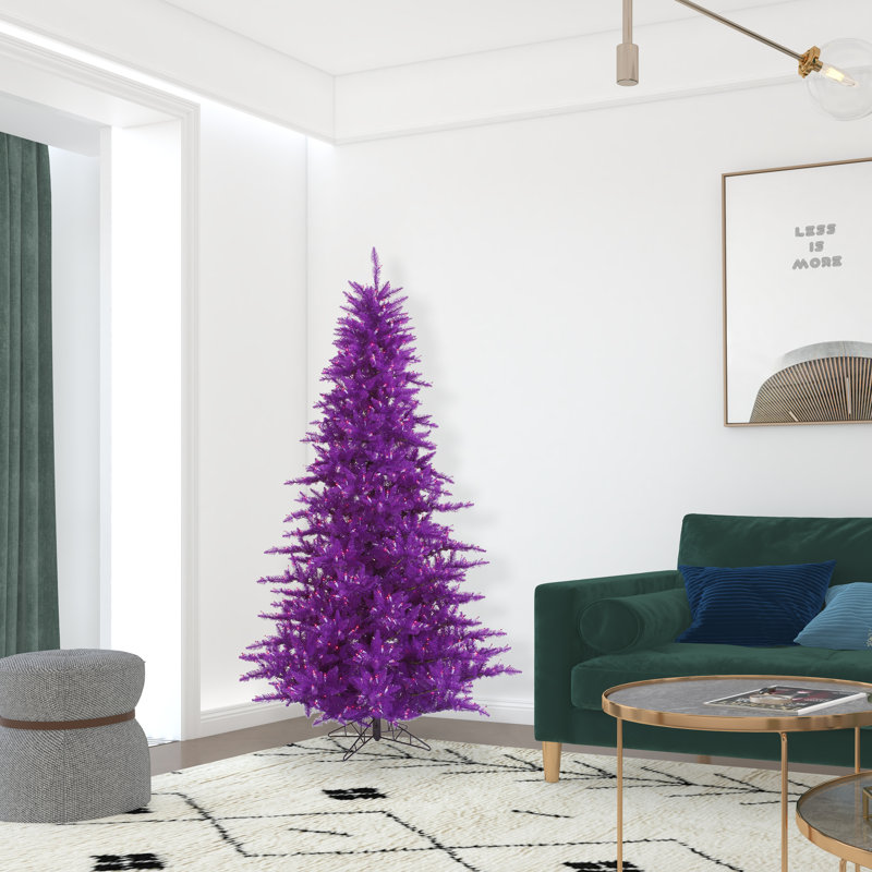 Purple Fir Lighted Artificial Fir Christmas Tree, 6.5' H