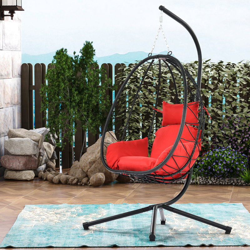 Fauteuil à œufs 100% fait à la main avec support - Moderne, doux, imperméable pour la chambre à coucher, le salon, le balcon suspendu et tissé à la main