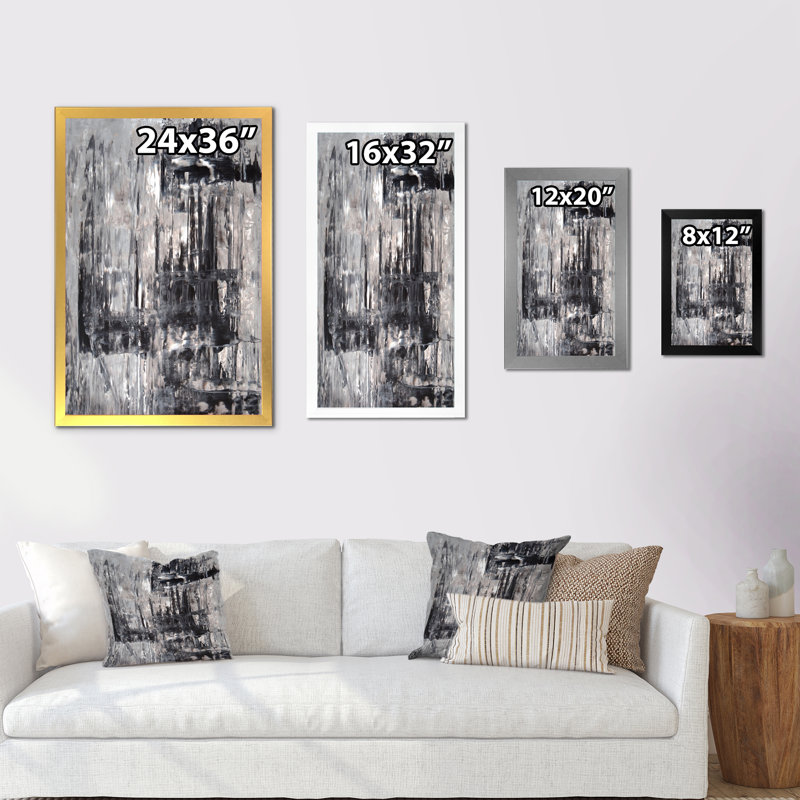 Art moderne gris et bleu II 2FDP47743, Cadre noir, H 20 po x l 12 po x P 1 po