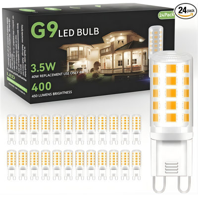 Paquet de 12 ampoules à DEL 3,5 W G9 3,5 W, blanc lumière du jour 6000K, 400LM, enveloppe en céramique, ampoule halogène T4 G9 équivalente à 40 W, lustre à base à deux broches G9 120 V, angle de faisceau de 360 °, intensité non variable