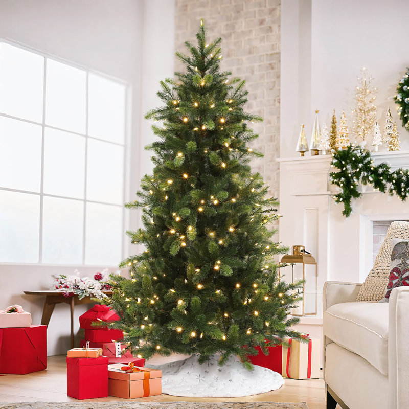 6Ft Pre-Lit Green Full Fir Artificial Christmas Tree