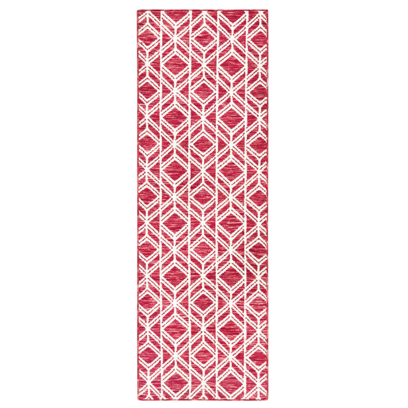 TOWN & COUNTRY EVERYDAY Walker Modern Diamond Everwash Non-Slip Backing Kitchen Mat, Red, Runner 2' x 6'