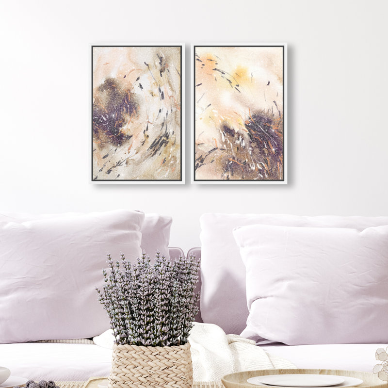 Floating Autumn Set Set by Oliver Gal, 50"H x 34"W, White Floater Frame