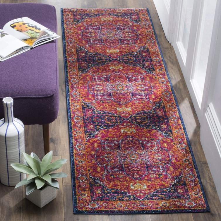Annette Oriental Fuchsia/Orange Area Rug
