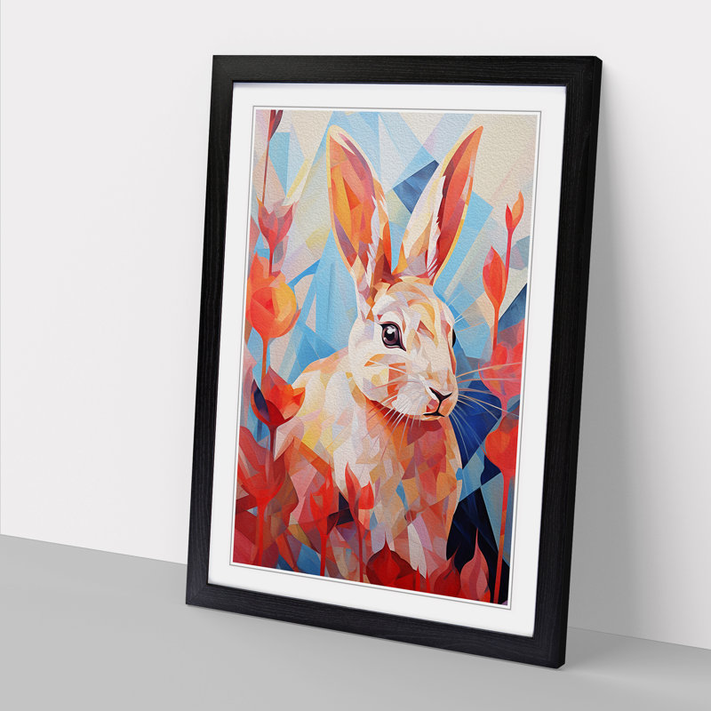 XYZ-FRM-V1223-5349 Rabbit Orphism - Single Picture Frame Print on Wood, Black, 46cm H x 34cm W x 2cm D