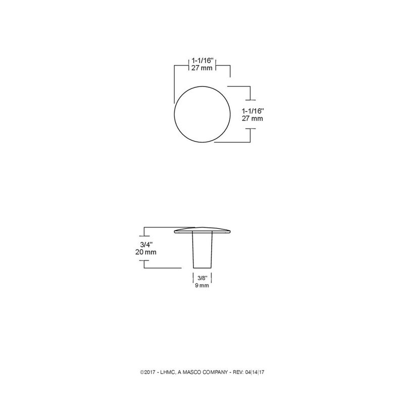 Hammercraft 1 1/8" Diameter Mushroom Knob