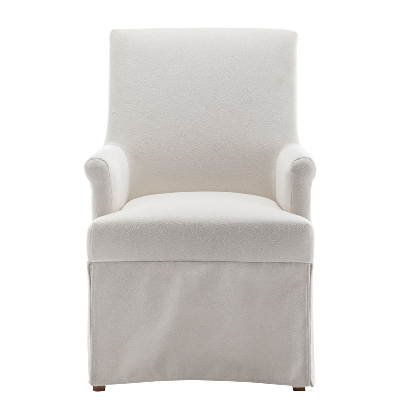 Chaise avec accoudoirs rembourrée Betti, Crème Boucle