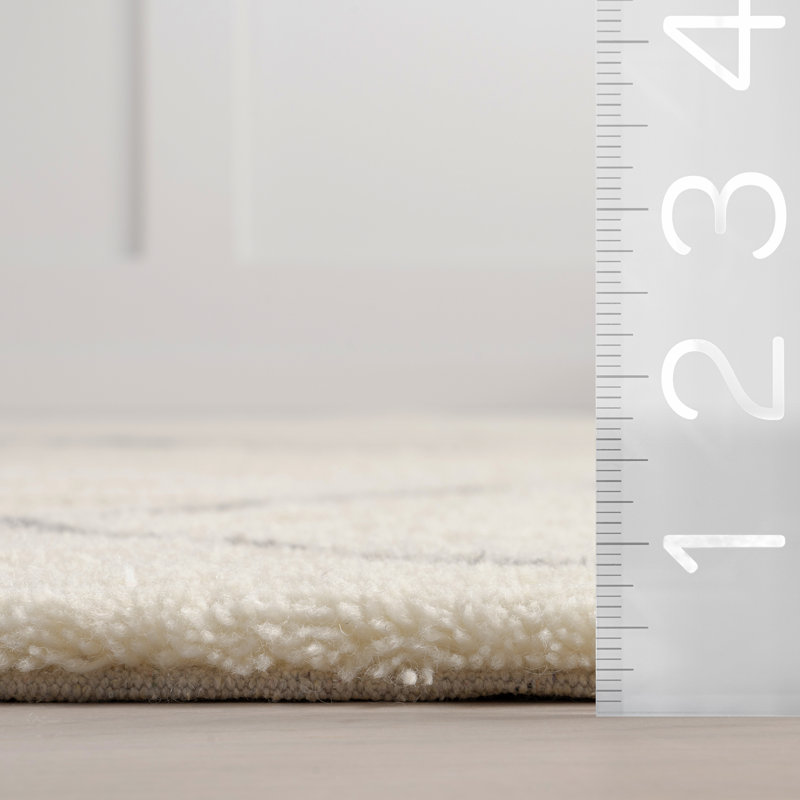 Ivory Trellis Handmade Wool Rectangular Area Rug 4' x 6'