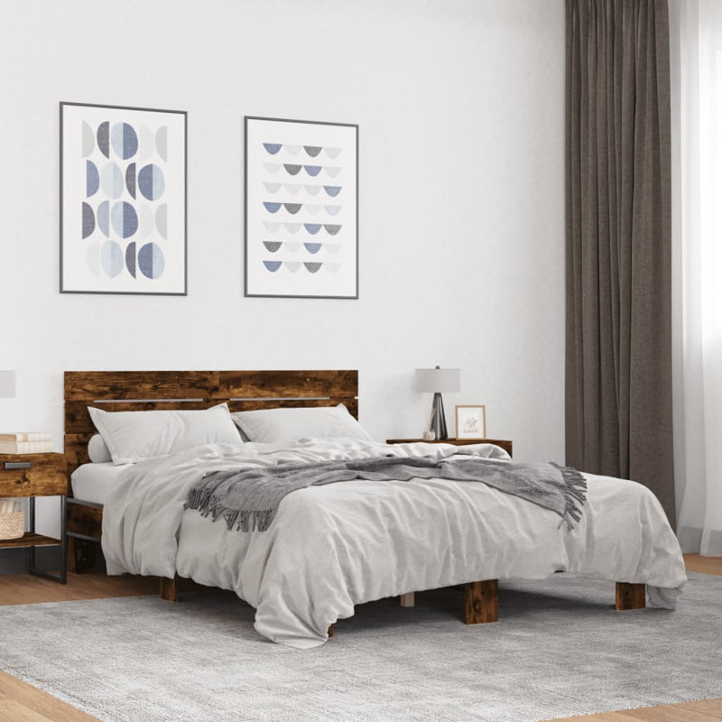 Diodorus Bed Frame, European Double (140 x 200cm), Smoked Oak