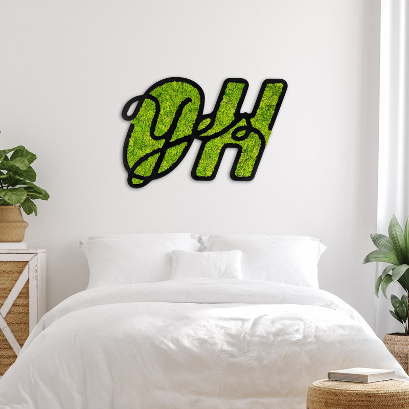 «OH YES», panneau d'entrée luxuriant - art mural fantaisiste «Greetings Pres présed Moss»