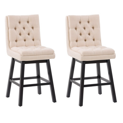 Tufted Fabric Barstool, Set of 2