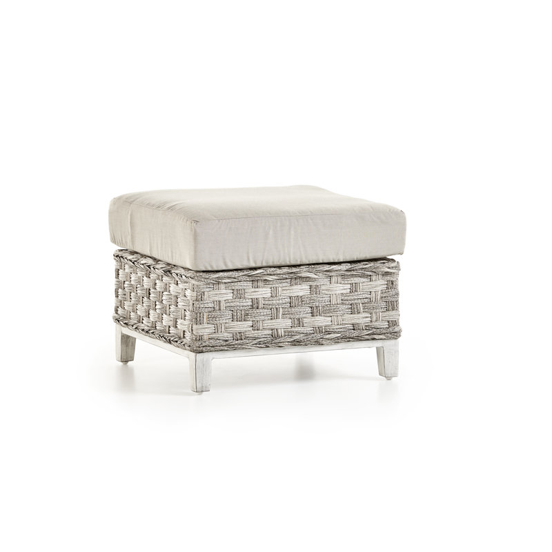 Repose-pieds extérieur avec coussins sunbrella Craut, Outdura® aigue-marine, Gris galet clair