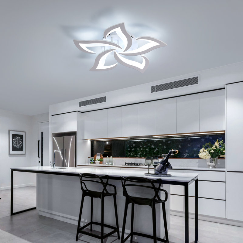 Rachna 5-head 60cm LED Integrated Semi Flush Mount Ceiling Light, 6000K, White