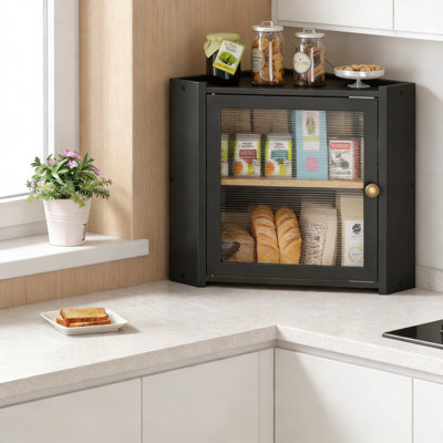 Corner Bread Box For Kitchen Countertop With Window, Two-Tier Vintage Farmhouse Bread Storage Container For Homemade Bread, Pastries, And More