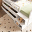 Lit mezzanine simple en blanc avec DEL et rangement - Tête de lit en forme de maison pour lit stable, tête de lit-397766113
