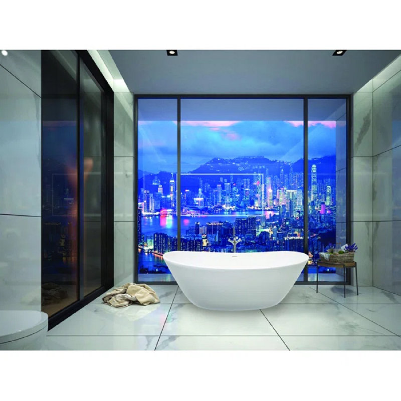 Baignoire autoportante 58 "x 32,5" Metro, Blanc mat, Laiton poli