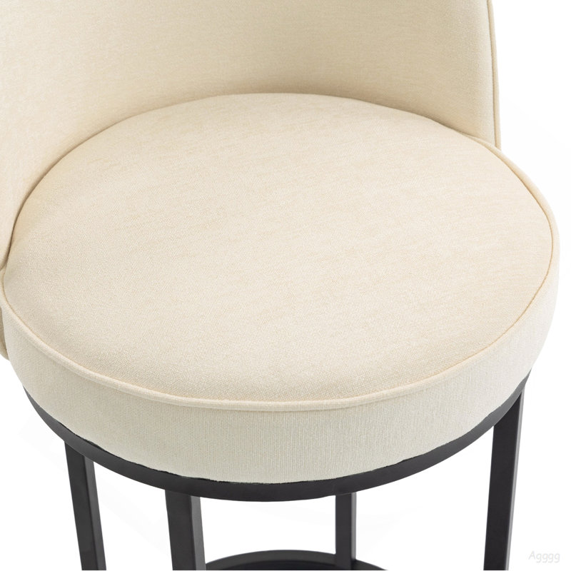 Ensemble de 2 tabourets de bar à hauteur de comptoir, tabourets de bar moderne avec dossier, tabourets de bar rembourrés en tissu de lin pour îlot de cuisine