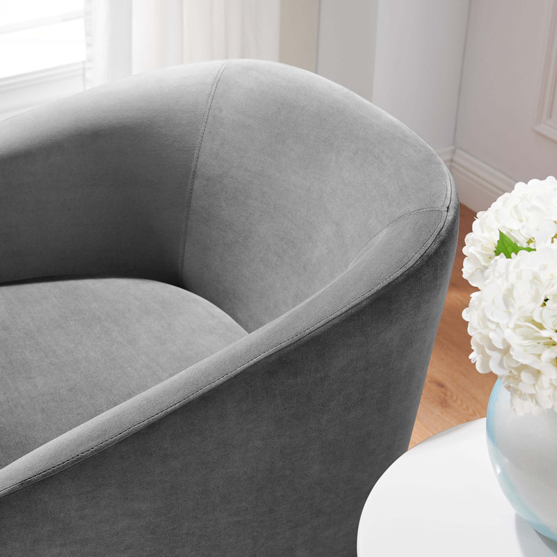 Series Performance Velvet Fabric Swivel Chair, Gray Velvet