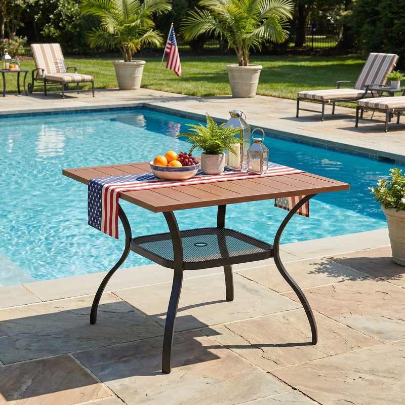 Olon Metal 4 - Person Dining Table, Brown
