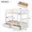 Lit superposé simple au-dessus d'un lit simple Crisp, construction en pin massif avec tiroirs de rangement pour la chambre