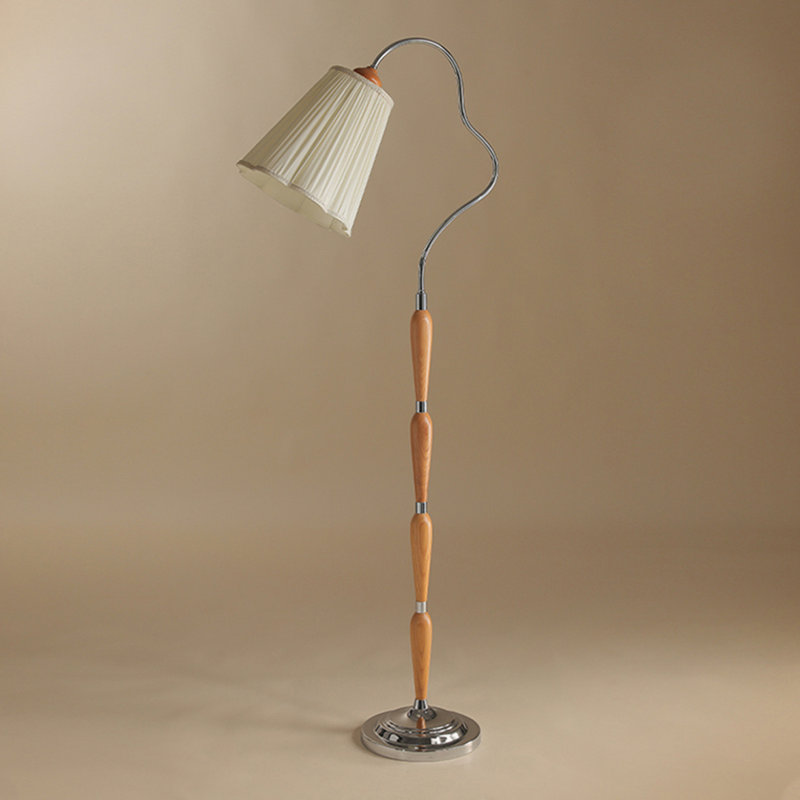 Lampe sur pied en bois massif, quincaillerie et tissu de style rétro français chinois, Argent argent