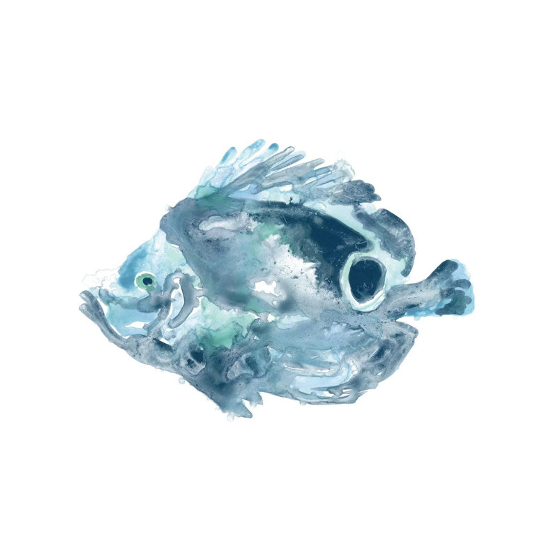 Blue Ocean Fish IV 1 Piece Wrapped Canvas Painting, 30.48 cm H x 45.72 cm W