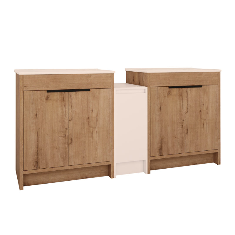Meuble-lavabo autoportant de 72 pouces avec lavabo en céramique et armoires de rangement, porte à fermeture douce