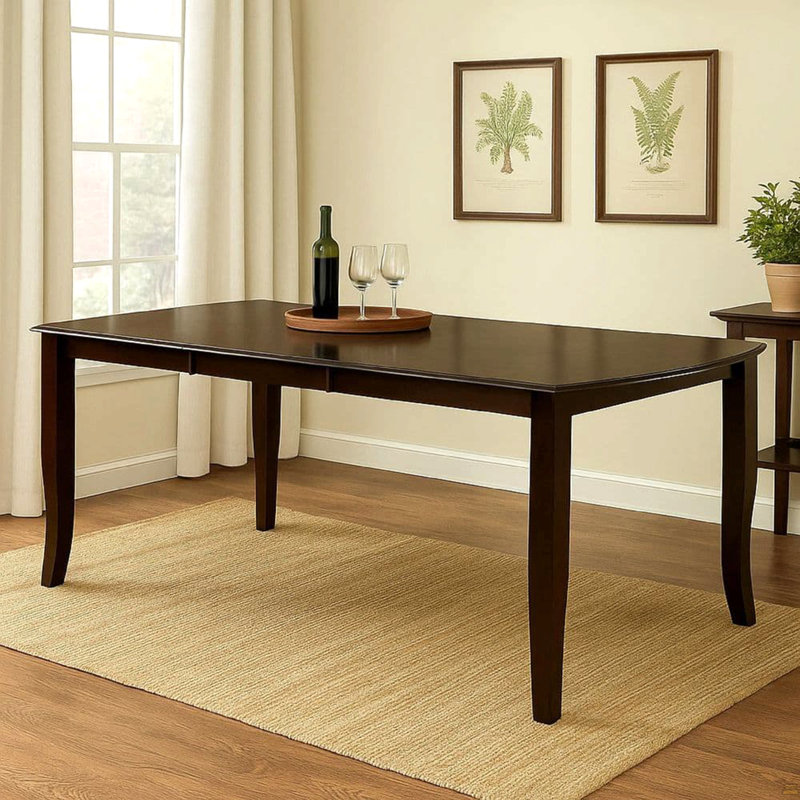 Ensemble de salle à manger 7 pièces de style contemporain avec table espresso et 6 chaises d'appoint à dossier cerisier foncé