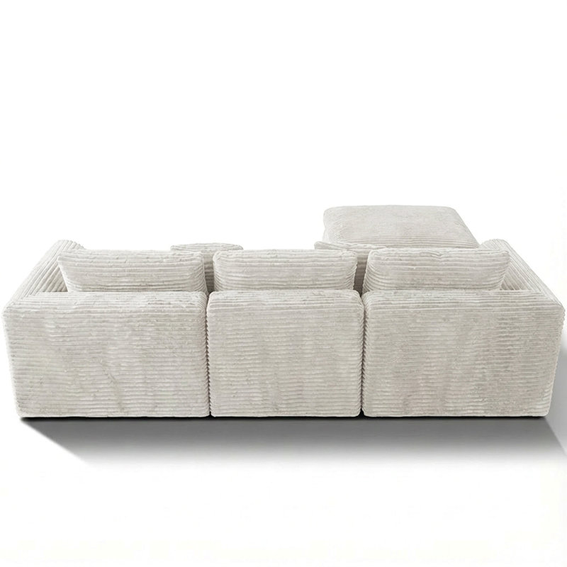 Canapé en éponge sans os de 108 pouces à haute résilience avec densité de 30 pouces, coussins à double couche en forme de nuage, plusieurs options de combinaison, aucune installation requise / blanc cassé