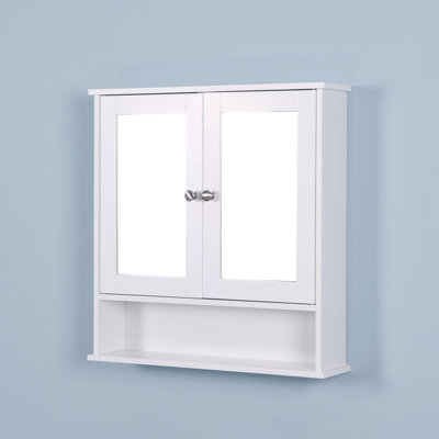Armoire de salle de bain murale Parvashi avec 2 portes miroir et tablette réglable