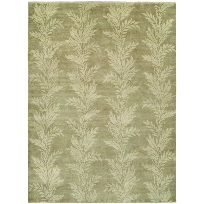 Tapis floral en laine noué à la main beige, Rectangle 2 pi x 3 pi