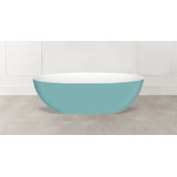 Barcelona Painted 70-1/4" x 33-5/8" Freestanding Soaking Bathtub In Volcanic Limestone With Overflow Hole