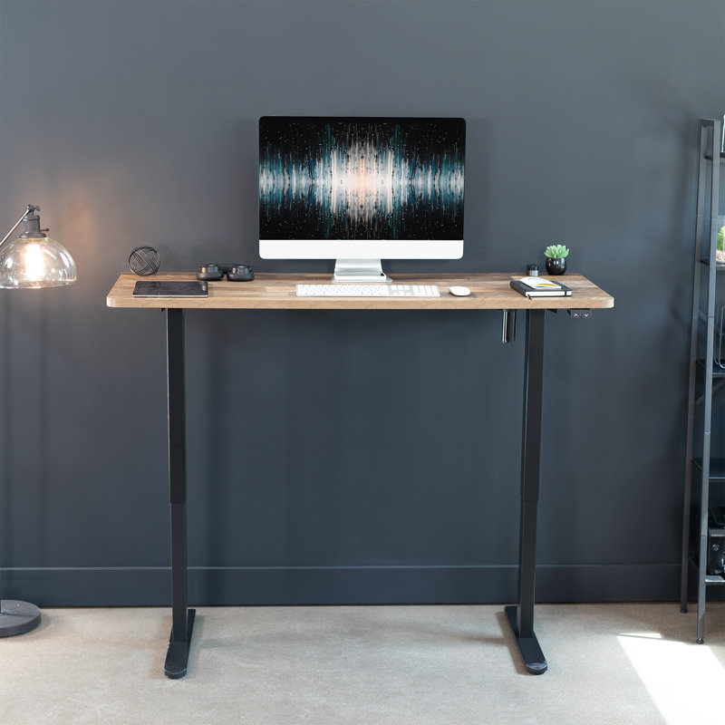 Vivo Electric 60” X 24” Stand Up Desk, Reclaimed Wood, Black