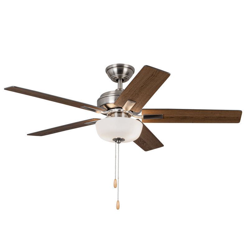 Ventilateur de plafond 52 po Erikson + ensemble de DEL avec ventilateur de plafond à ampoule, Noir, Nickel brossé