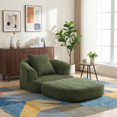 Fauteuil demi-tonneau d'appoint convertible surdimensionné rembourré