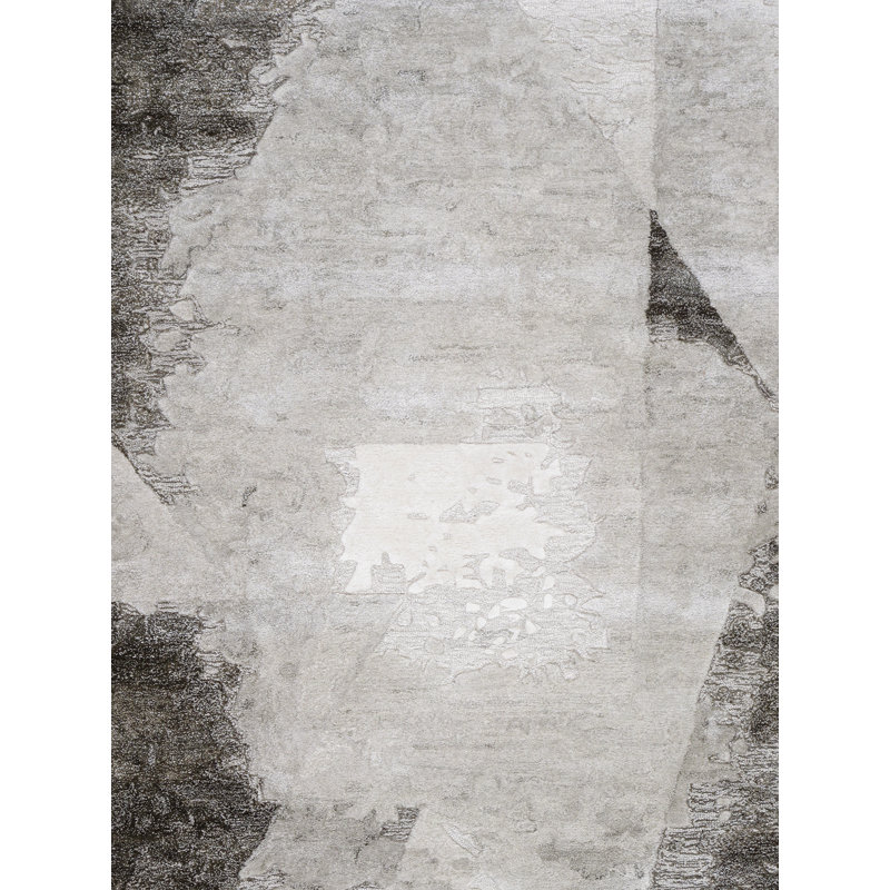 Handmade Abstract Tufted Wool and Viscose Rectangular Rug