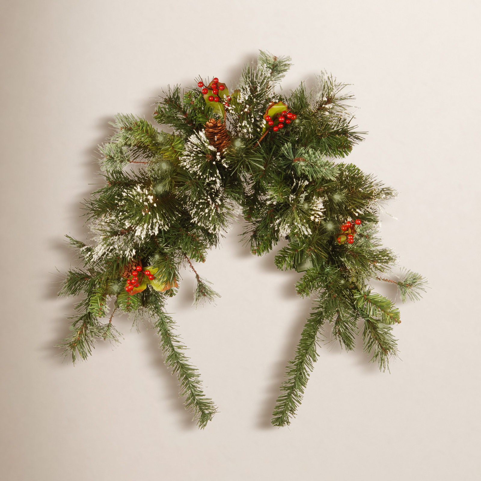 36" Frosted Pre-Lit Pine Swag