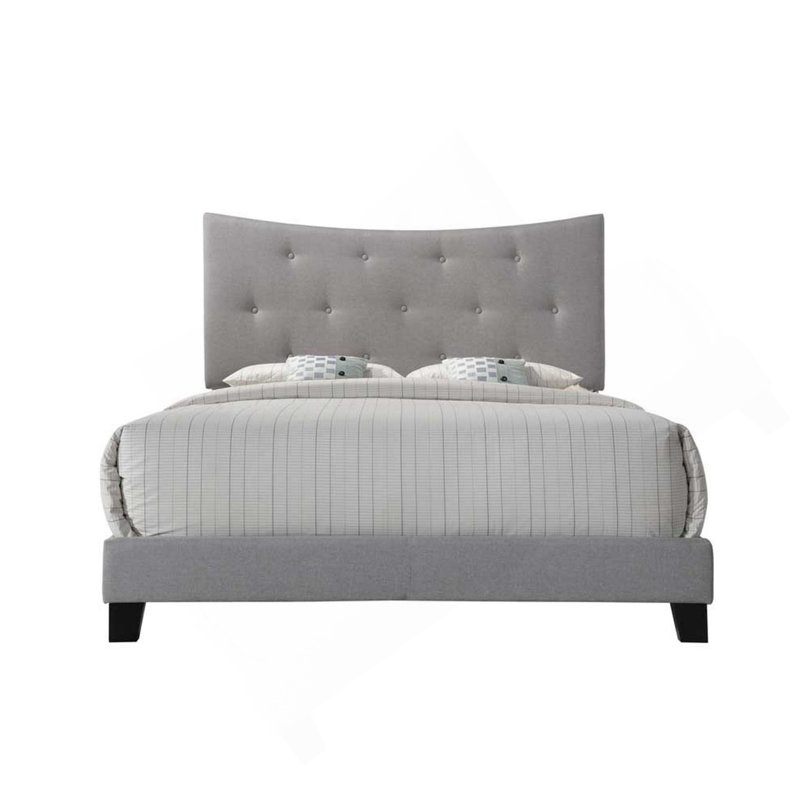 Grand lit en tissu gris Venacha