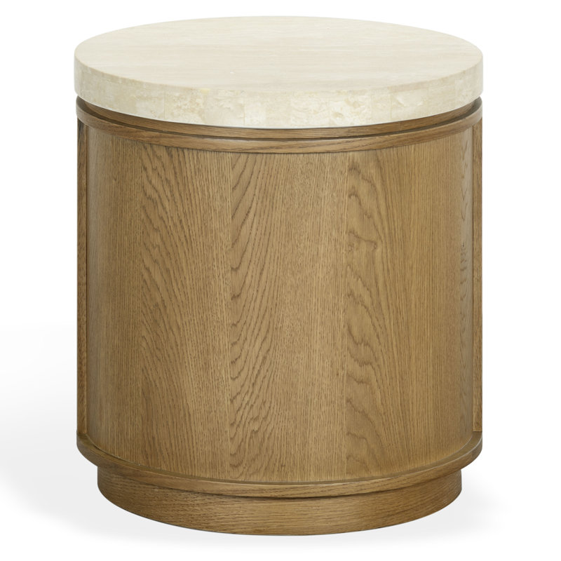 Table d'appoint ronde Alysandria, Brown Oak