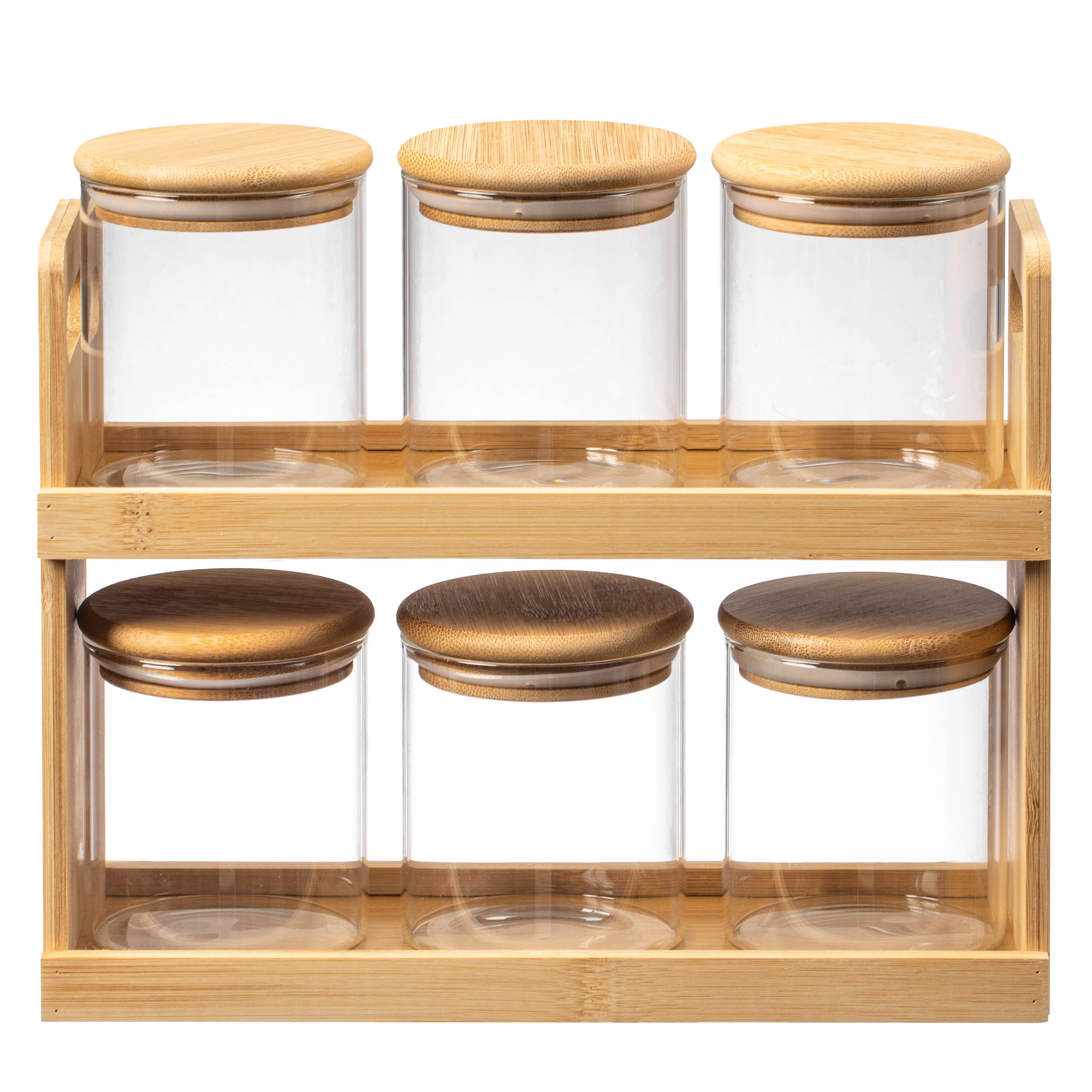 Basicwise Versatile 2-tier Bamboo Spice Rack And Pantry Organizer With ...