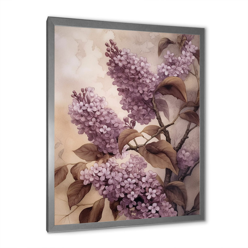 Lilas mauves parfumés III, H 20 po x l 12 po x P 1 po, Cadre photo argenté