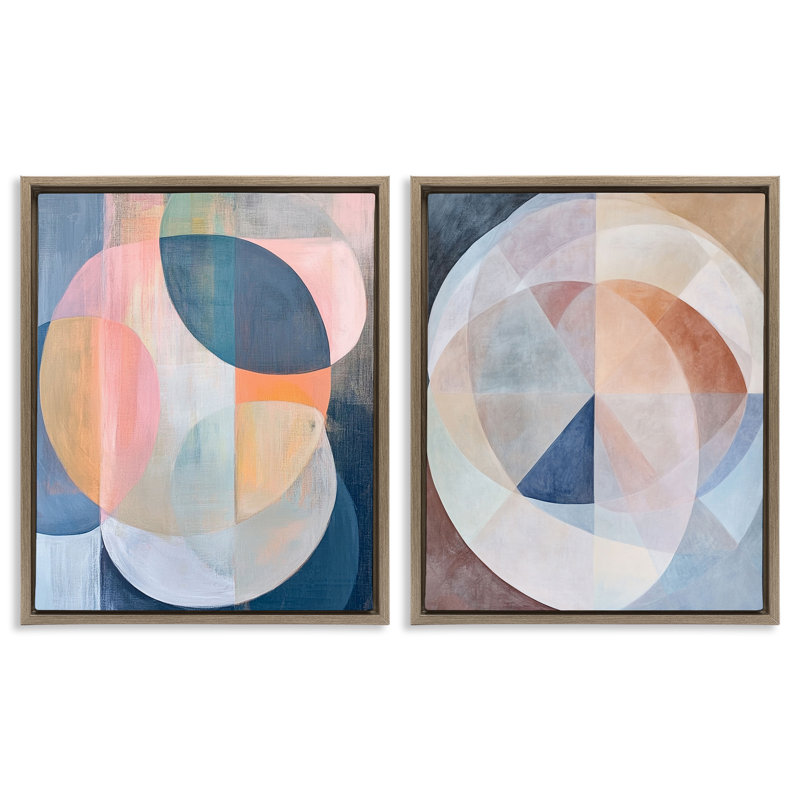 Ensemble de cadres flottants 2 pièces Pastel Centric Geometrics, conception par Ramona Murdock, H 21 po x l 17 po