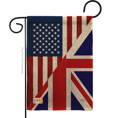 18,5 x 13 po american uk amitié en polyester à 2 côtés. drapeau de jardin