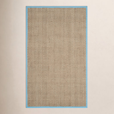 Natural Turquoise Bamboo Seagrass Rug